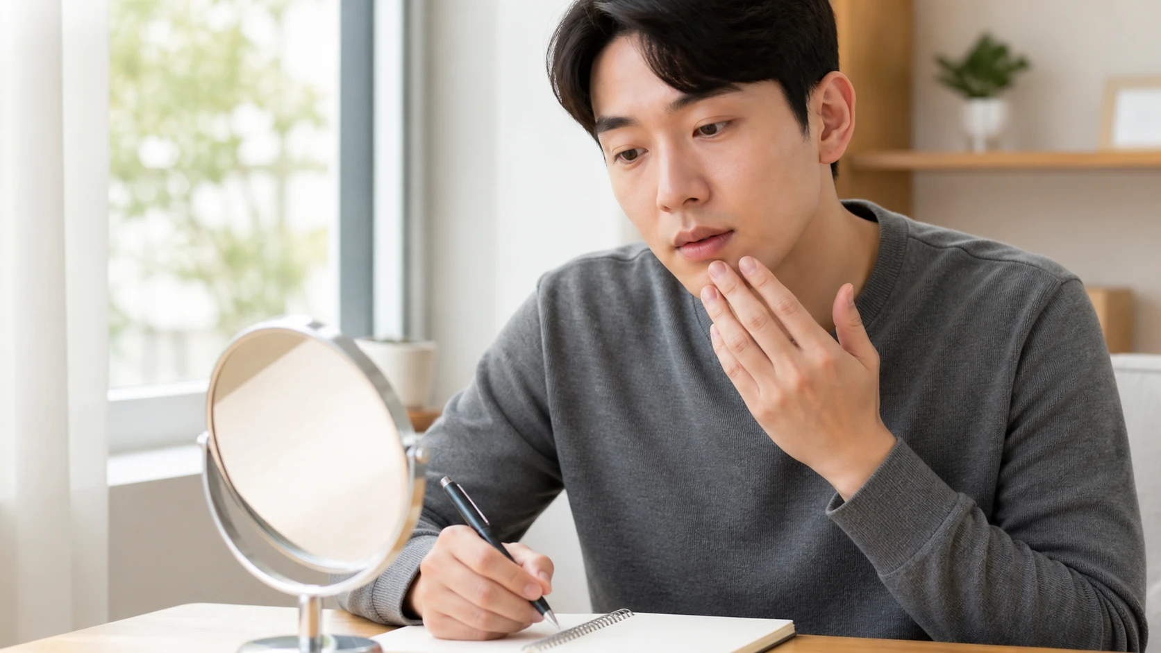 임플란트 감각 이상 회복 상태를 차분히 확인하는 모습
